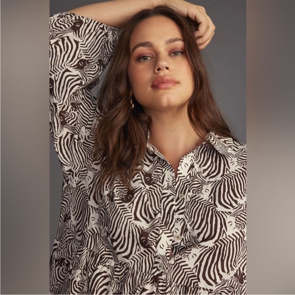 *NWT* ANTHROPOLOGIE THE BETTINA TIERED SHIRT DRESS BY MAEVE - Picture 5 of 7